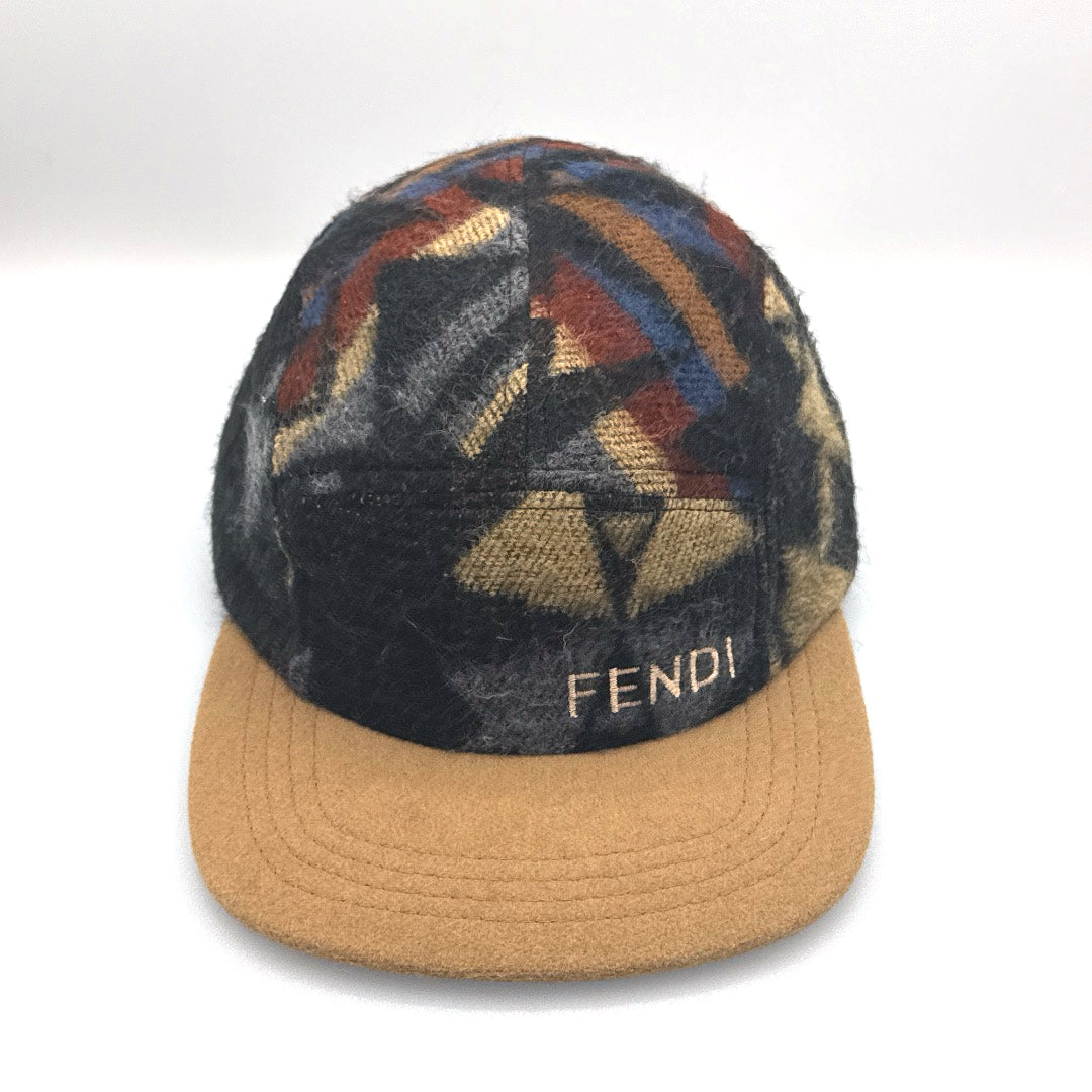 Fendi 5 Panel Hat Vintage Wool Pattern Scarf Pt2 Upcycling 5ive Panel