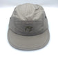Grey BAIT 5 Panel Hat with gold logo on front panel, white background.