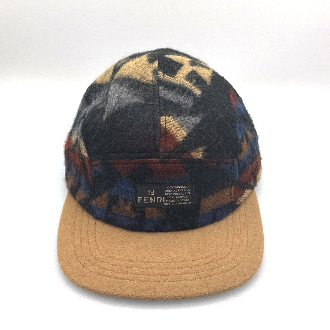 Fendi 5 Panel Hat Vintage Wool Pattern Scarf Pt1 "Upcycling"