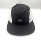 Black Levi Strauss 5 Panel Hat, white mesh on side panels, with white background.