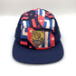 Navy, pink, blue and white La Habana Cuba Puma 5 Panel Hat, with a white background.